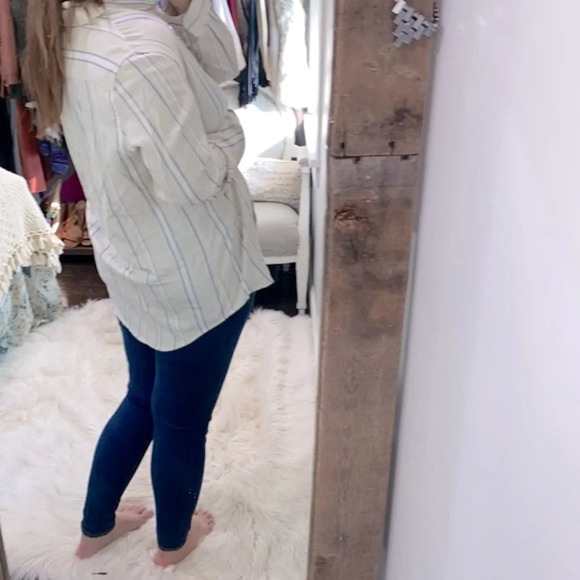 Kal Rieman tan striped button down top size 14 - Picture 5 of 9